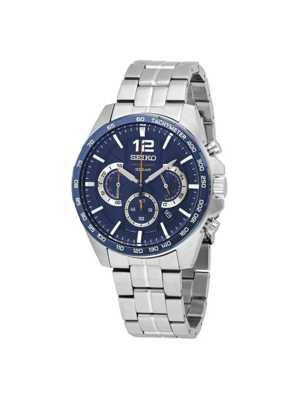 NWT Seiko Essentials Chronograph Quartz Blue Dial Men's Watch Ssb345